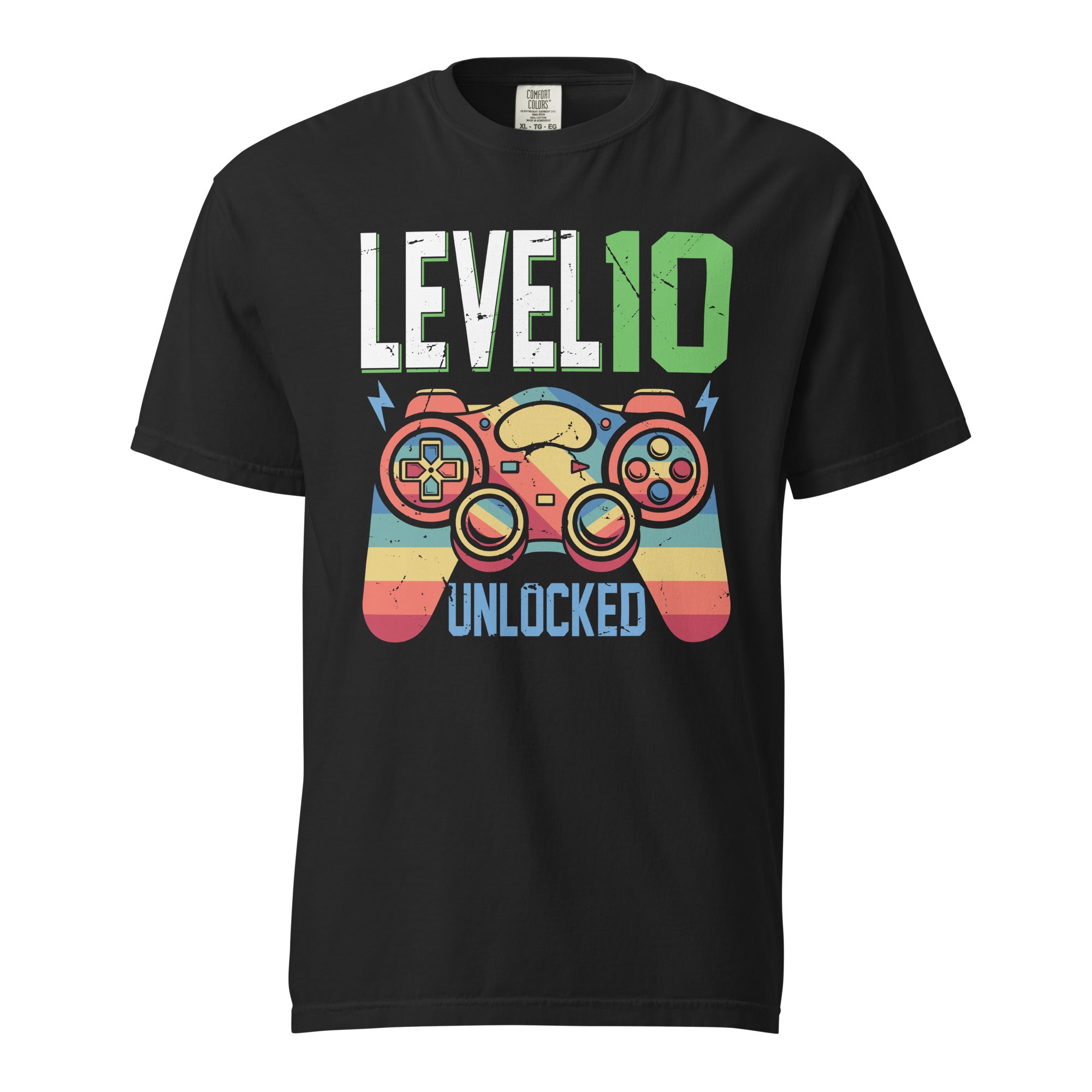 level-10-unlocked-gamer-10th-birthday-gift-video-game-lovers-unisex-garment-dyed-heavyweight-t-shirt