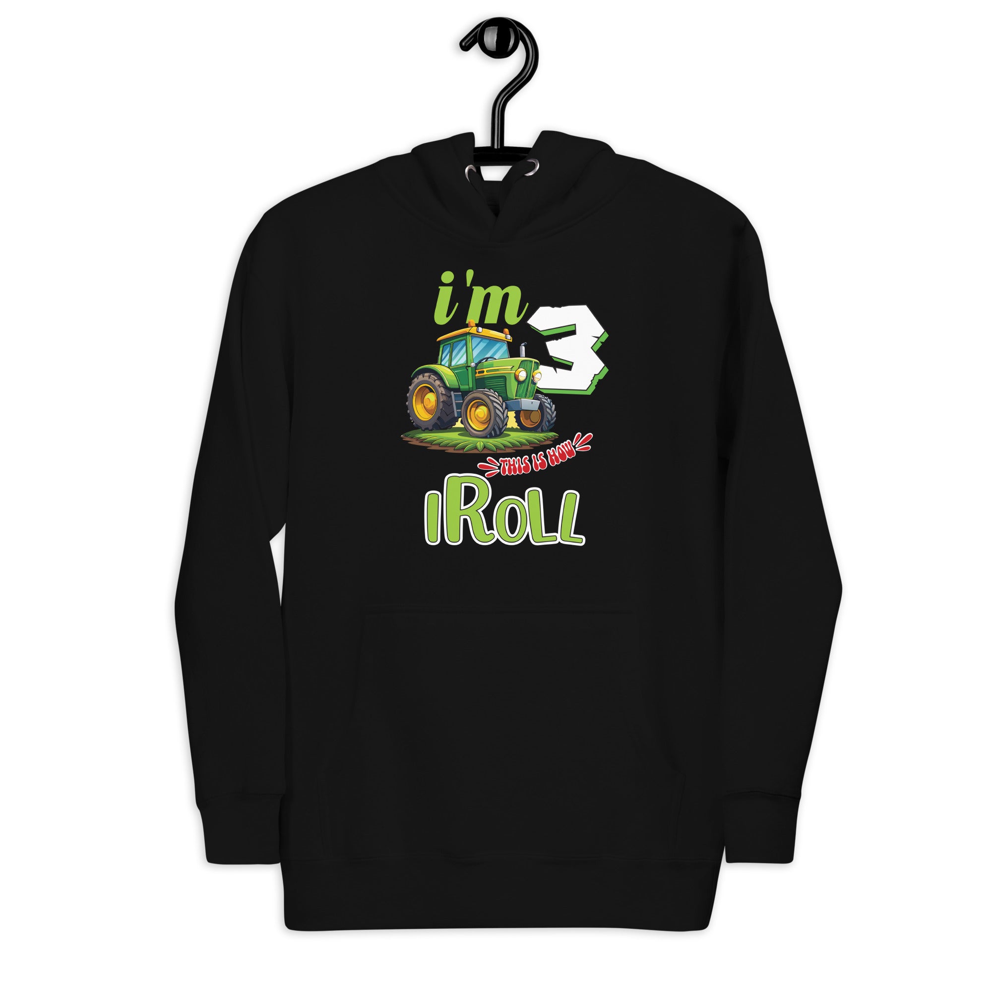 kids-green-farm-tractor-3rd-birthday-party-3-year-old-unisex-hoodie