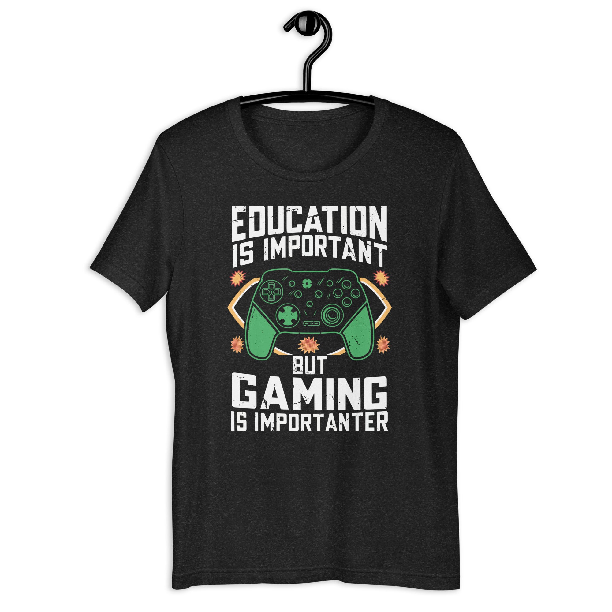 funny-education-is-important-but-gaming-is-importanter-gamer-unisex-t-shirt