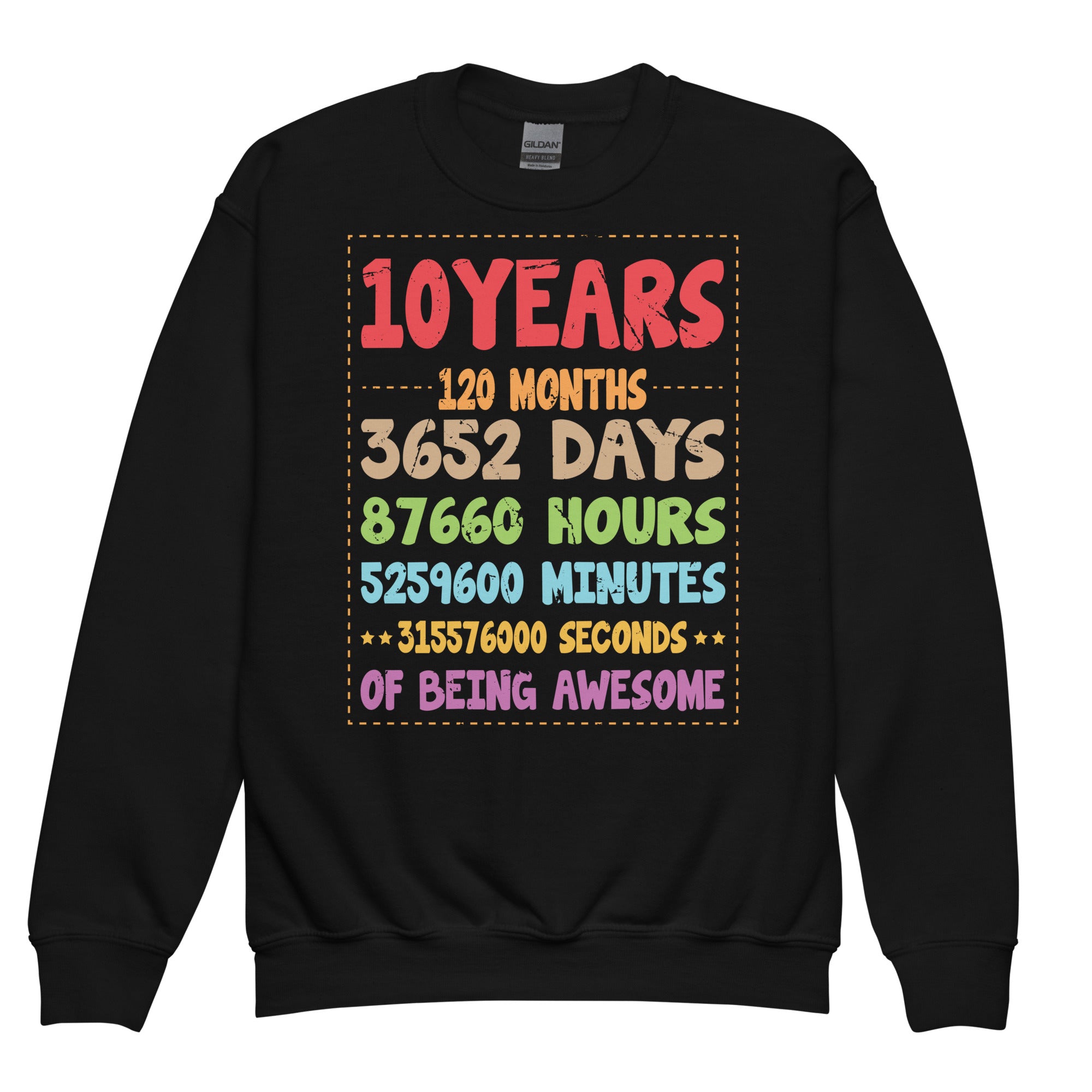 10-years-120-months-3652-days-10th-birthday-boys-girls-kids-crewneck-sweatshirt
