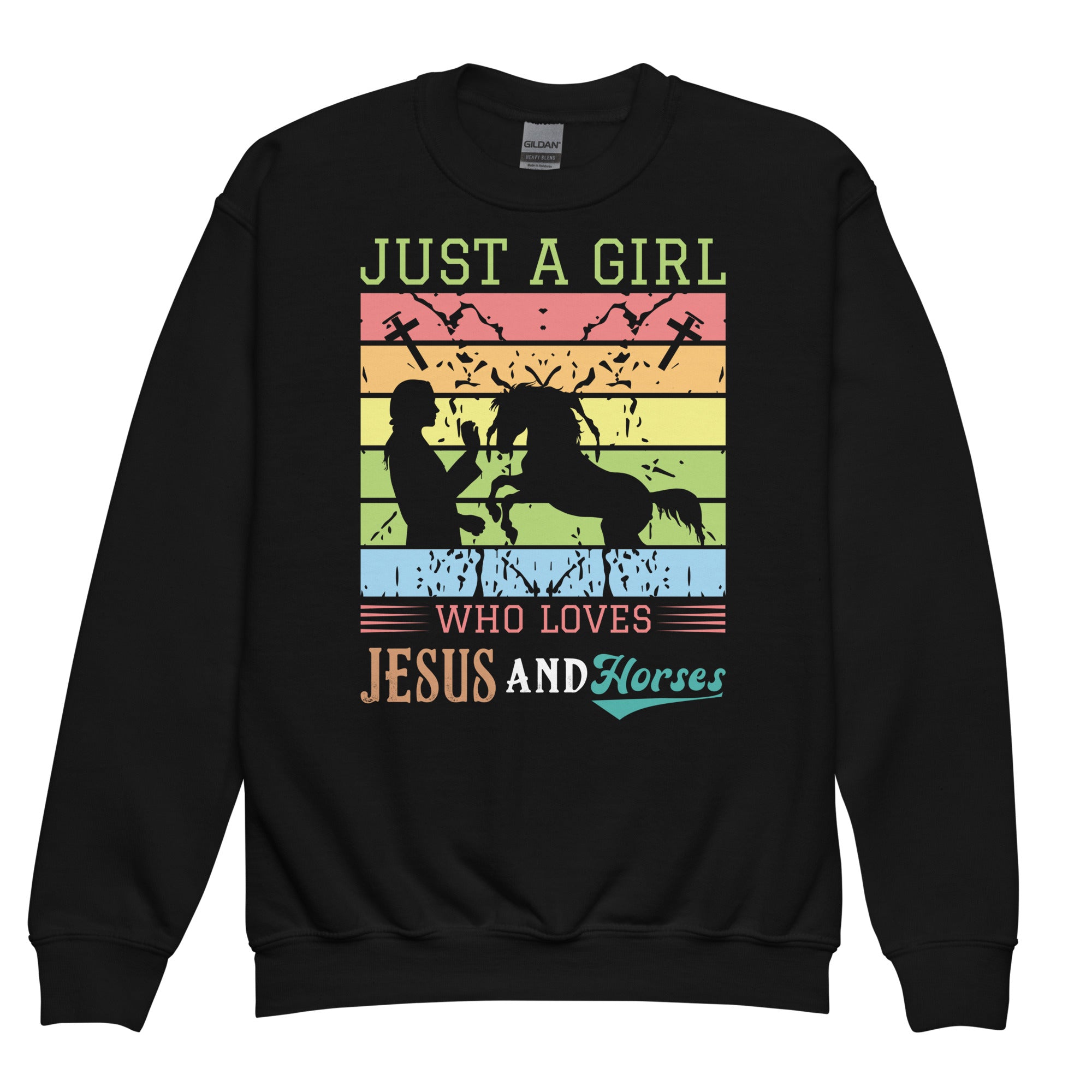 jesus-and-horses_-horse-gifts-for-girls_-women-crewneck-sweatshirt